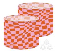 Fabric Drum Lamp Shade Retro Groovy Wavy Psychedelic Checkerboard Check Y2K 90s Vintage Funky Medium Linen Decorative Lampshades 13inch Set of 2 for Table Lamps, Floor Lamps,Hanging Lamp
