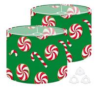 Fabric Drum Lamp Shade Seamless Christmas Candy Peppermint Strawberry Swirl Vintage Funky Medium Linen Decorative Lampshades 13inch Set of 2 for Table Lamps, Floor Lamps,Ceiling Lamp