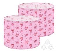 Fabric Drum Lamp Shade Seamless Coquette Pretty Charming Pink Bows Vintage Funky Medium Linen Decorative Lampshades 13inch Set of 2 for Table Lamps, Floor Lamps,Hanging Lamp