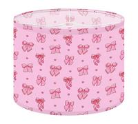 Fabric Drum Lamp Shade Seamless Coquette Pretty Charming Pink Bows Vintage Funky Medium Linen Decorative Lampshades 13inch Set of 1 for Table Lamps, Floor Lamps,Hanging Lamp