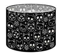 Fabric Drum Lamp Shade Seamless Depicting Magical Symbols Cats Vintage Funky Medium Linen Decorative Lampshades 13inch Set of 1 for Table Lamps, Floor Lamps,Hanging Lamp