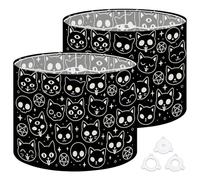 Fabric Drum Lamp Shade Seamless Depicting Magical Symbols Cats Vintage Funky Medium Linen Decorative Lampshades 13inch Set of 2 for Table Lamps, Floor Lamps,Hanging Lamp