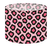 Fabric Drum Lamp Shade Seamless Pale Pink Leopard Trendy Stylish Wild Leopard Vintage Funky Medium Linen Decorative Lampshades 13inch Set of 1 for Table Lamps, Floor Lamps,Ceiling Lamp