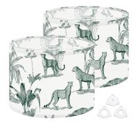 Fabric Drum Lamp Shade Seamless Safari Africa Wildlife Cheetah Wild Cats Vintage Funky Medium Linen Decorative Lampshades 13inch Set of 2 for Table Lamps, Floor Lamps,Ceiling Lamp