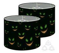 Fabric Drum Lamp Shade Seamless Scary Black Big Evil Vintage Funky Medium Linen Decorative Lampshades 13inch Set of 2 for Table Lamps, Floor Lamps,Hanging Lamp