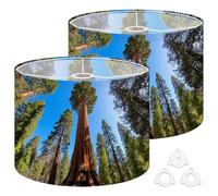 Fabric Drum Lamp Shade Sequoia Tree Rising to Sky Sequoia National Park Vintage Funky Medium Linen Decorative Lampshades 13inch Set of 2 for Table Lamps, Floor Lamps,Ceiling Lamp