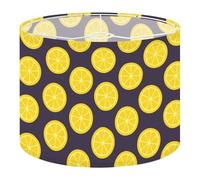 Fabric Drum Lamp Shade Simple Out Lemons Dark Juicy Lemon Circles Vintage Funky Medium Linen Decorative Lampshades 13inch Set of 1 for Table Lamps, Floor Lamps,Hanging Lamp