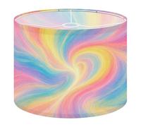 Fabric Drum Lamp Shade Soft Pastel Swirl Abstract Art Vintage Funky Medium Linen Kids Room Decorative Lampshades 13inch Set of 1 for Table Lamps, Floor Lamps,Ceiling Lamp