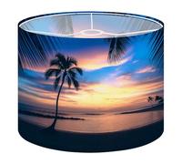 Fabric Drum Lamp Shade Sunset Sihouette Palm Tree Poipu Beach Hawaii Vintage Funky Medium Linen Decorative Lampshades 13inch Set of 1 for Table Lamps, Floor Lamps,Ceiling Lamp