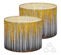 Fabric Drum Lamp Shade Thick Forest Tall Aspen Trees Golden aspenss Pictures Vintage Funky Medium Linen Decorative Lampshades 13inch Set of 2 for Table Lamps, Floor Lamps,Ceiling Lamp