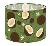 Fabric Drum Lamp Shade Tropical Coconut Palm Leaf White Vintage Funky Medium Linen Decorative Lampshades 13inch Set of 1 for Table Lamps, Floor Lamps,Ceiling Lamp