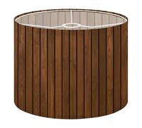 Fabric Drum Lamp Shade Vertical Wooden Panel Realistic Dark Brown Wood Vintage Funky Medium Linen Decorative Lampshades 13inch Set of 1 for Table Lamps, Floor Lamps,Hanging Lamp