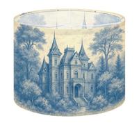 Fabric Drum Lamp Shade Vintage Blue Pencil Drawing Gothic Victorian Vintage Funky Medium Linen Decorative Lampshades 13inch Set of 1 for Table Lamps, Floor Lamps,Ceiling Lamp