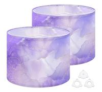 Fabric Drum Lamp Shade Violet Lavender Liquid Watercolor Marble Golden Lines Vintage Funky Medium Linen Decorative Lampshades 13inch Set of 2 for Table Lamps, Floor Lamps,Hanging Lamp