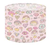 Fabric Drum Lamp Shade Whimsical Cute Pastel Doodle Rainbows Hearts Vintage Funky Medium Linen Decorative Lampshades 13inch Set of 1 for Table Lamps, Floor Lamps,Ceiling Lamp