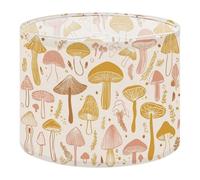 Fabric Drum Lamp Shade Whimsical Mushroom Forest Earthy Tones Vintage Funky Medium Linen Decorative Lampshades 13inch Set of 1 for Table Lamps, Floor Lamps,Ceiling Lamp