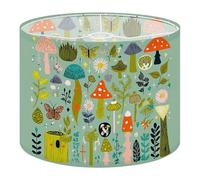 Fabric Drum Lamp Shade Whimsical Mushrooms Butterflies Forest Vintage Funky Medium Linen Decorative Lampshades 13inch Set of 1 for Table Lamps, Floor Lamps,Ceiling Lamp