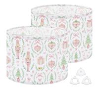 Fabric Drum Lamp Shade Whimsical Pink Nutcracker Christmas Decor Vintage Funky Medium Linen Decorative Lampshades 13inch Set of 2 for Table Lamps, Floor Lamps,Ceiling Lamp