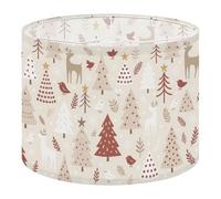 Fabric Drum Lamp Shade Whimsical Winter Trees Birds Deer Warm Vintage Funky Medium Linen Decorative Lampshades 13inch Set of 1 for Table Lamps, Floor Lamps,Ceiling Lamp
