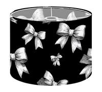 Fabric Drum Lamp Shade White Ribbon Bows Hand Drawn Bows Patterns Black Gift Vintage Funky Medium Linen Decorative Lampshades 13inch Set of 1 for Table Lamps, Floor Lamps,Ceiling Lamp