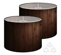 Fabric Drum Lamp Shade Wood Texture Brown Wooden Planks Dark Brown Wood Texture Vintage Funky Medium Linen Decorative Lampshades 13inch Set of 2 for Table Lamps, Floor Lamps,Hanging Lamp