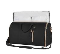 Fabric Duffle Bag - PU Leather Weekender Bag | Portable Suitcase Suit Travel Duffle Bag Overnight Bag with Shoe Bag, Space Saving and Easy to Carry Travel Bag for Travel, Sports, Colour: black, Refer