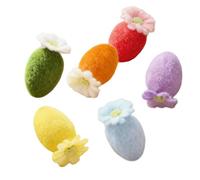 Fabric Egg for Easter - Set of 6 with Floral Design Hanging | Decorative Figure for Desk | for Table Window Table Shelf Party Family Friends Teens