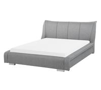 Beliani Bed Fabric Nantes 140 X 200 Cm (Eu Double) Light Grey