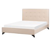 Fabric EU Double Size Bed Beige AMBASSADOR