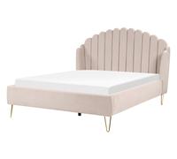 Fabric EU Double Size Bed Beige AMBILLOU