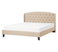 Fabric EU Double Size Bed Beige BORDEAUX