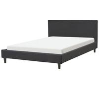 Beliani Bed Fabric Fitou 140 X 200 Cm Eu Double Black, Black