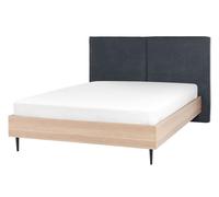 Beliani Bed Fabric Izernore 140 X 200 Cm (Eu Double) Dark Grey