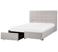 Bed with Storage Drawers LA ROCHELLE Fabric Light Grey 140 x 200 cm (EU Double)