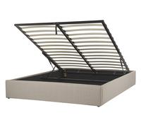 Fabric EU Double Size Ottoman Bed Beige DINAN