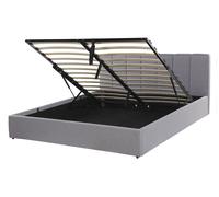 Beliani Ottoman Bed Dreux Fabric Light Grey 140 X 200 Cm (Eu Double)