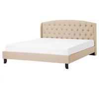 Beliani Bed Fabric Bordeaux 160 X 200 Cm (Eu King Size) Beige