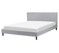 Beliani Bed Fabric Fitou 160 X 200 Cm (Eu King Size) Light Grey