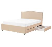 Bed with Storage Drawers MONTPELLIER Fabric Beige 160 x 200 cm (EU King Size)