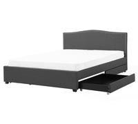 Bed with Storage Drawers MONTPELLIER Fabric Dark Grey 160 x 200 cm (EU King Size)