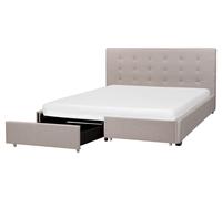 Bed with Storage Drawers Fabric LA ROCHELLE 160 x 200 cm (EU King Size) Light Grey