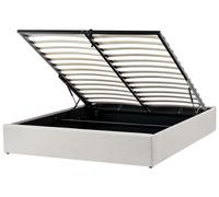 Beliani Ottoman Bed without Headboard Fabric DINAN 160 x 200 cm (EU King Size) Light Beige