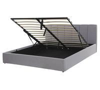 Ottoman Bed DREUX Fabric Light Grey 160 x 200 cm (EU King Size)