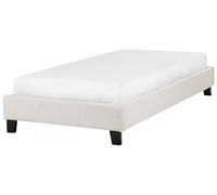 Beliani Bed Without Headboard Fabric Roanne 90 X 200 Cm (Eu Single) Off-White