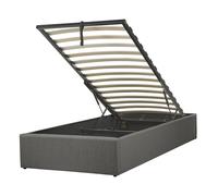 Beliani Ottoman Bed Fabric Dinan 90 X 200 Cm (eu Single) Dark Grey, Grey