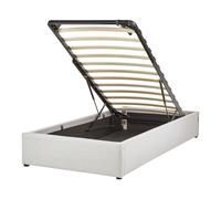 Beliani Ottoman Bed Without Headboard Dinan Fabric Light Grey 90 X 200 Cm (Eu Single)