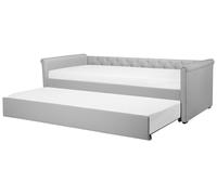 Beliani Trundle Bed Fabric Libourne 80 X 200 Cm (Eu Small Single) Light Grey