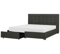 Bed with Storage Drawers Fabric LA ROCHELLE 180 x 200 cm (EU Super King) Dark Grey