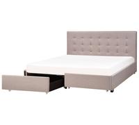 Bed with Storage Drawers LA ROCHELLE Fabric Light Grey 180 x 200 cm (EU Super King)