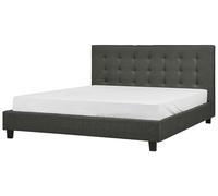 Beliani Bed Fabric La Rochelle 180 X 200 Cm Eu Super King Dark Grey, Grey